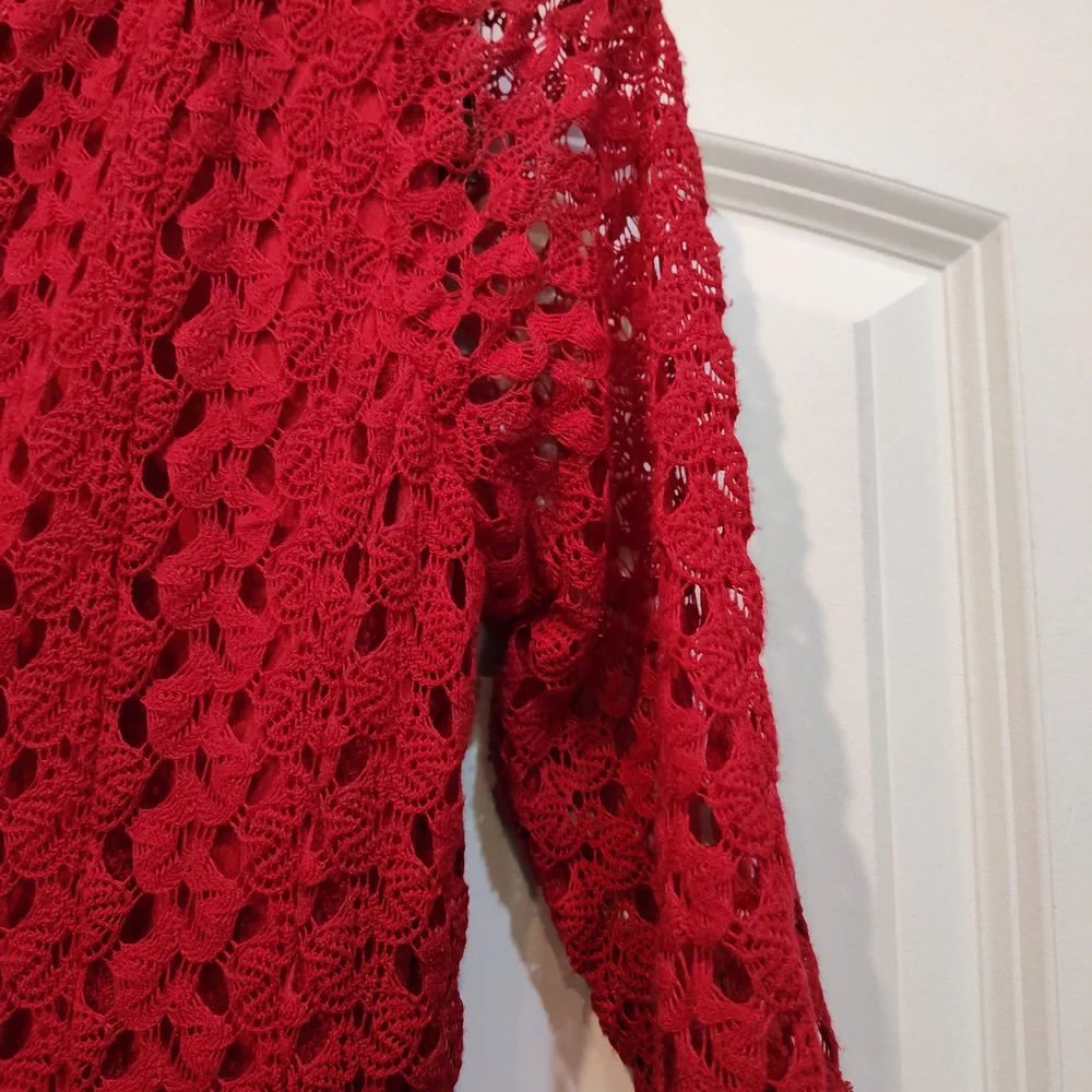 Rabbit Rabbit Rabbit Red Crochet Midi Dress - Picture 11 of 11